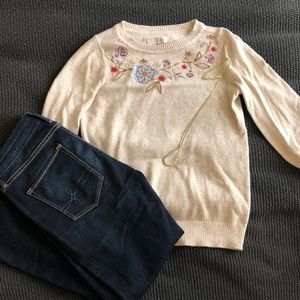 Super soft LOFT embroidered floral sweater